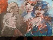 MINO MACCARI 1982 olio tela figure IL SELVAGGIO XX secolo arte moderna italiana