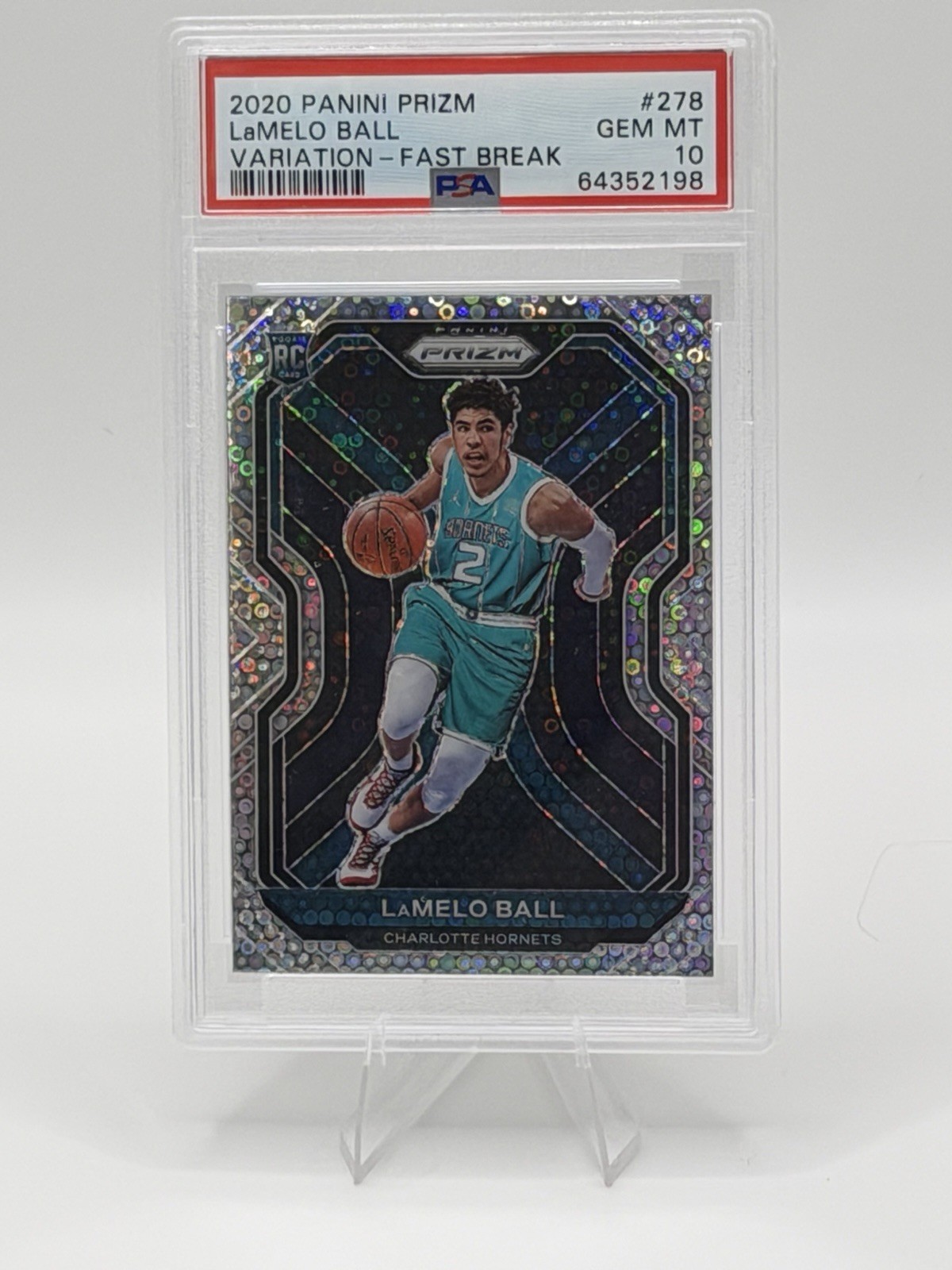 LaMelo Ball RC Panini Prizm 2020-21 Rookie Variation Fast Break #278 PSA 10 view 5