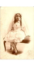 1900s First Communion Cabinet Card Photo of Mollie Owen Hati Religious Item