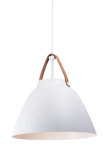 Tan Leather   White One Light Pendant from the Nordic Collection - Picture 1 of 2