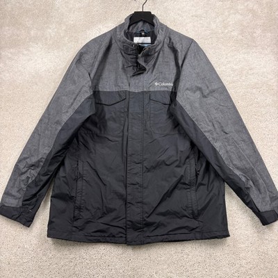 Columbia Coat Mens Size Large Black Gray Full Zip Pockets Interchange Shell