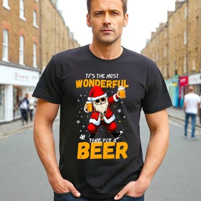 Lustiges Weihnachts-T-Shirt IT'S THE MOST WONDERFUL Santa Neuheit Bier Party Geschenk Oberteil