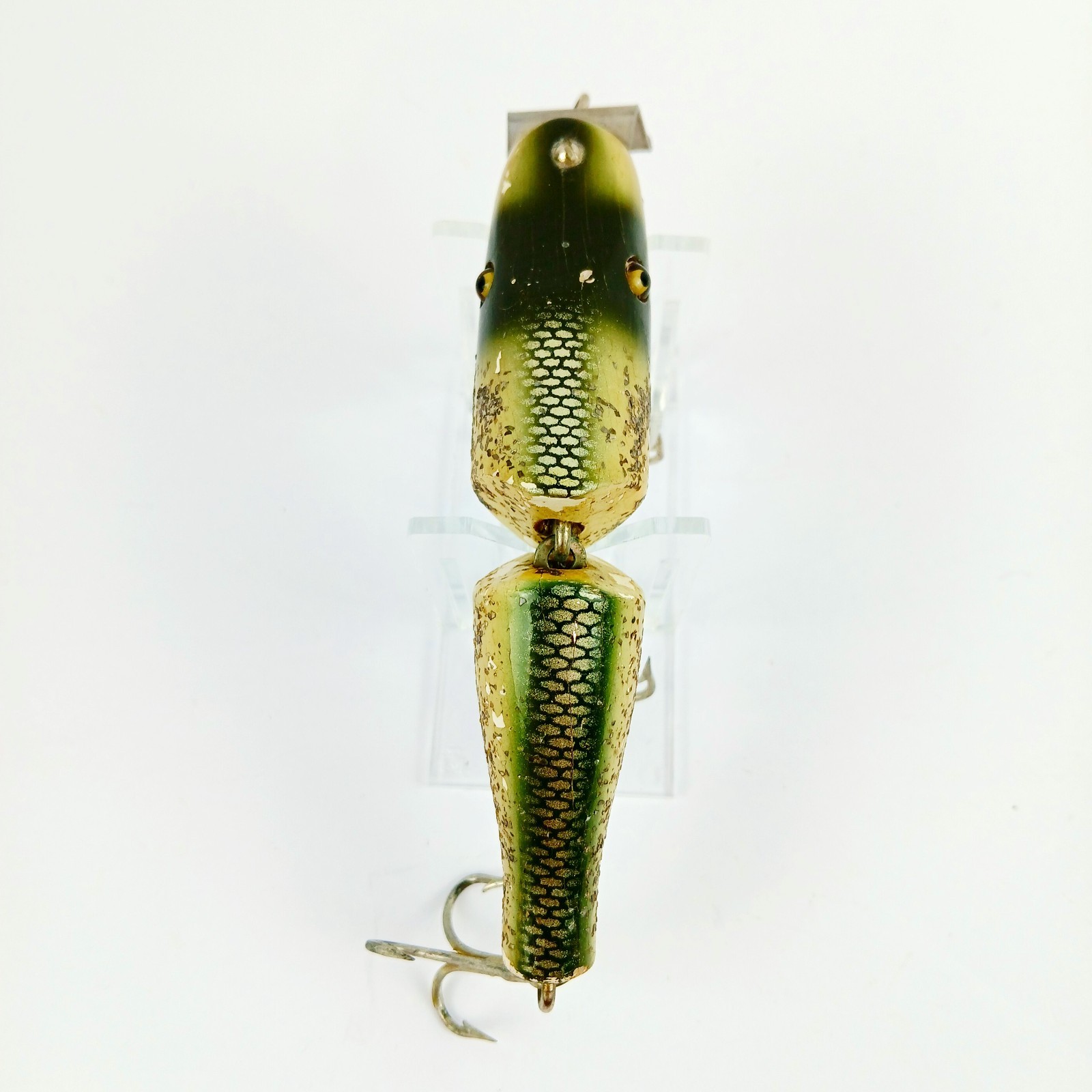 Vtg Creek Chub Pikie Jointed Silver Flash Wood Glass Eyes 4.5" Model NICE