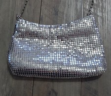 Silver Metal Mesh Evening Purse, Fancy Formal Accessory Handbag/ Shoulder Bag