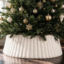 Beautiful Christmas Tree Collar - Modern 29" Velvet Tree Ring Easy to Set Up