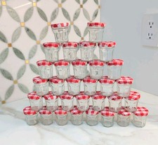      32 empty MINI BONNE MAMAN FRENCH JAM JELLY JARS storage Red  White    