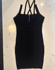 Guess Strappy Black Bodycon Sleeveless Deep v Mini Dress - Small - NWOT