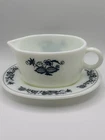 Vintage PYREX Old Town Blue Onion Gravy Sauce Boat and Under Plate 77-B & 77-U