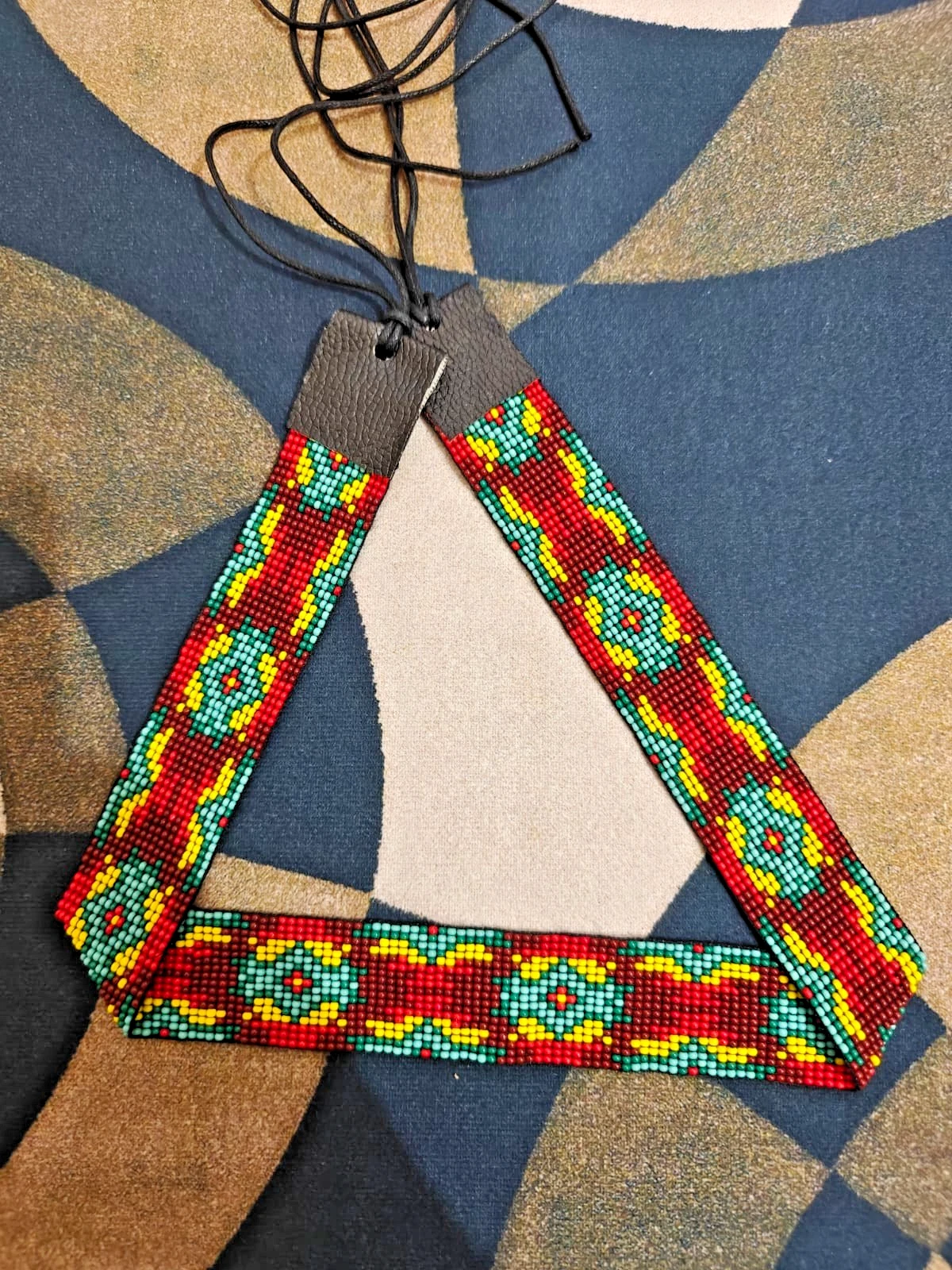 Beaded Hat Band Geometric Southwestern Pattern Cowboy Rode Handmade hatband