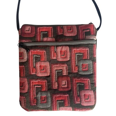 Maruca Mixed Print Crossbody Bag Olive Orange Geometric Boho Artisan Purse 