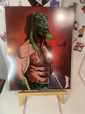 AEW STAR LUCHASAURUS SIGNED 11X14 NOLANIUM ARTWORK HIGHSPOTS COA JURASSIC EXPR.