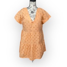 ASOS Broderie 100% Cotton Tiered Mini Dress Orange UK 10 US 6