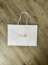 Dior White Luxury Shopping Gift Bag Gold Logo Rope Handles Authentic