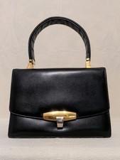 VTG 50s Koret Black 100 Leather Gold Hardware Red Inside w/Coin Bag SET