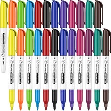 Fine Tip Dry Erase Markers - 24 Pack 12 Assorted Color Whiteboard Erasable Ma...