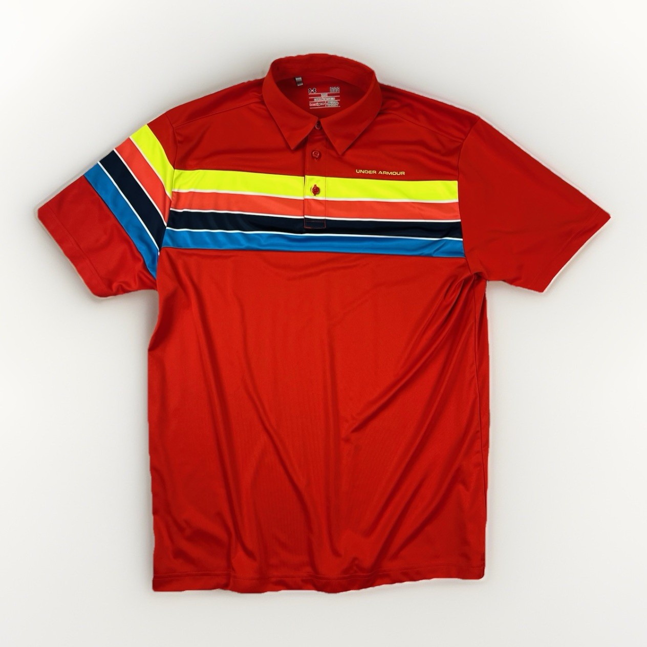 Under Armour Mens Heat Gear Golf Large Polo Shirt Striped Multicolor Loose Fit