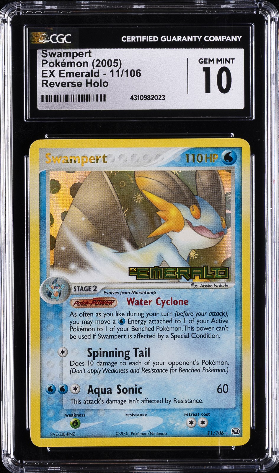 2005 POKEMON EX EMERALD REVERSE HOLO #11 SWAMPERT CGC 10 GEM MINT