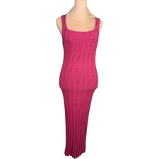 Free People Beach Womens Pink Ribbed Knit Bodycon Dress Sz XS Beachy Square Neck