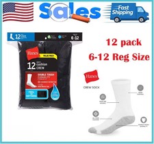 Hanes Men'S Double Tough Crew Socks, 12-Pair Pack size 6-12 shoe size Black
