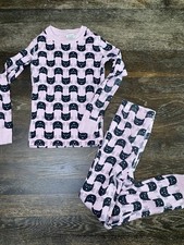 Hanna Andersson Pajama Set US 6 7 Pink Black Cat Long Sleeve Pants Halloween