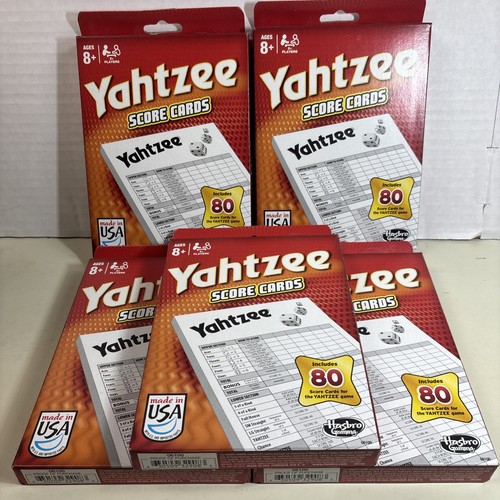 NEW Lot Of 5 Hasbro Gaming Yahtzee - 80 Score Cards Per Pack (400 Sheets Total) - Picture 1 of 8
