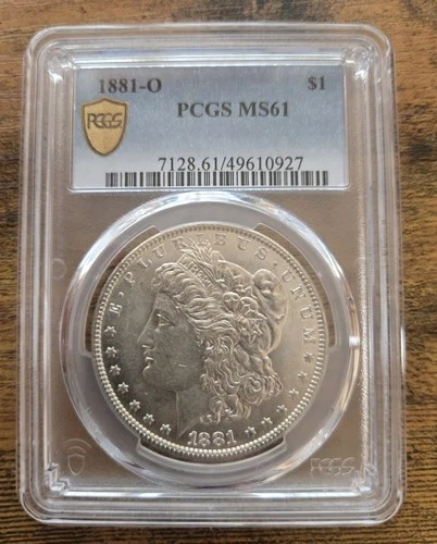 1881-O PCGS MS-61 MORGAN SILVER DOLLAR, GOLD SHIELD