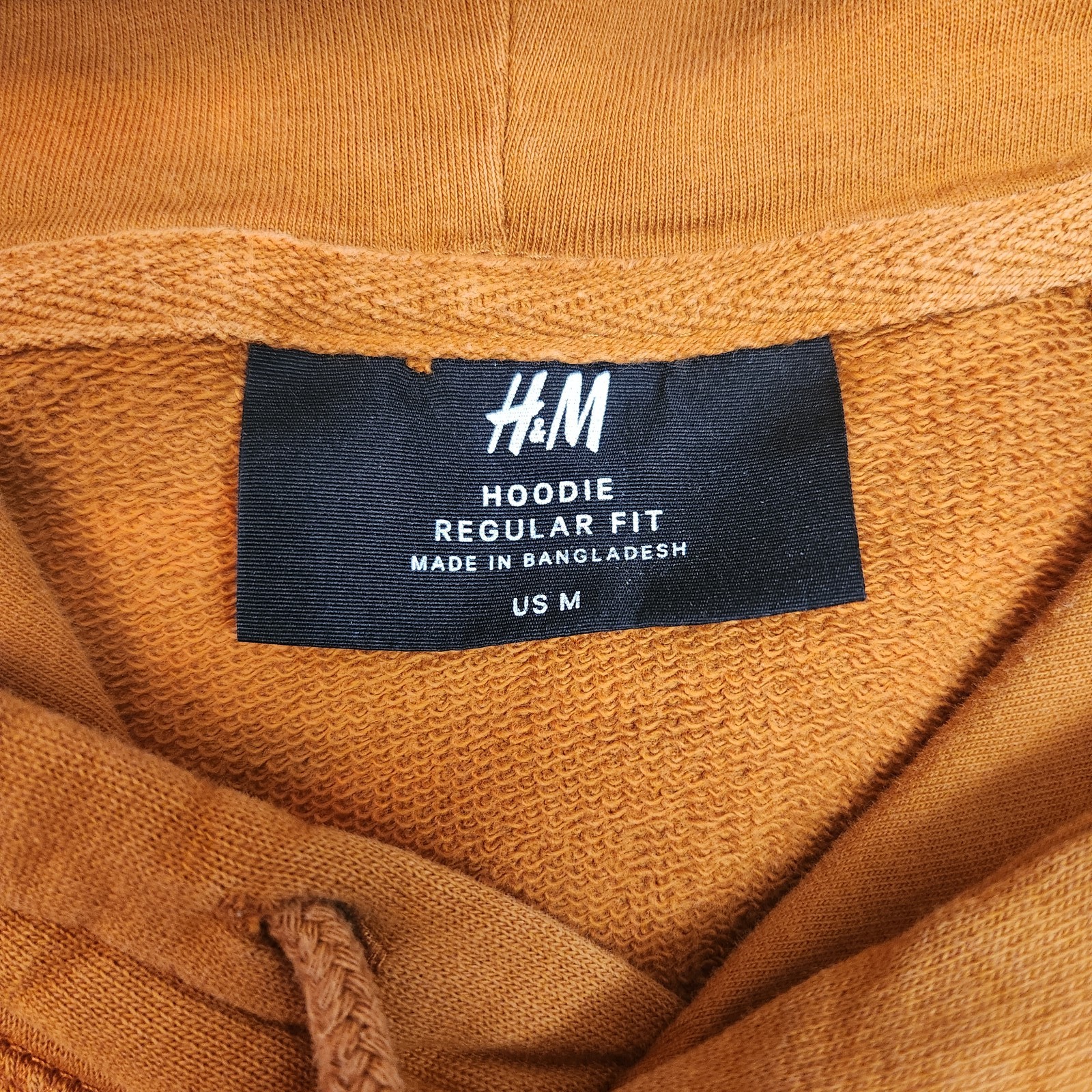 H&M Men's Regular Fit Hoodie US M Rust Orange Pullover Sweatshirt Cotton thumbnail 3