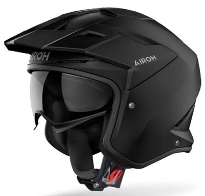 MOTORCYCLE HELMET JET TRIAL STYLE AIROH KOMBAKT MATT BLACK MATTE BLACK SIZE S