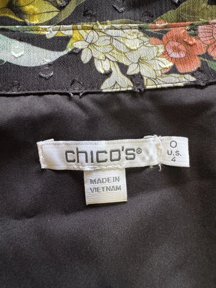 Chicos женщин размер 0 США 4 ярусный Cottagecore платье цветочный с подкладкой струящийся крестьянин - Изображение 3 из 4