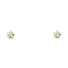 NEW 14K YELLOW GOLD 5MM STAR ST SCREW BACK STUD EARRINGS