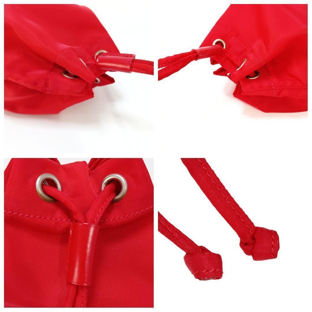 PRADA Pouch Nylon Drawstring Triangle Logo Red Dr… - image 6