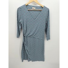 Melvin Brussels Blue Printed V-Neck Ruched Waist Dress Women's Size Small/Medium