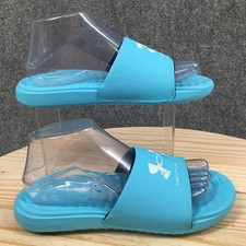 Under Armour Sandals Womens 6 Ansa Graphic Slides Blue Open Logo 3024437-302