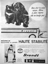 ADVERTISEMENT 1960 BRANDT HIGH STABILITY WASHING MACHINE LA STATOMATIC - DOG CAT