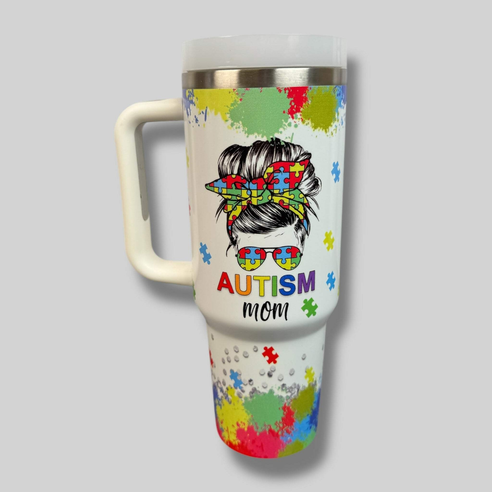 Autism Mom | 40oz Tumbler with Handle | New In Box, No Straw