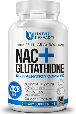 NAC Glutathione Illuminate Your Skin Antioxidant Anti Aging 60 Caps Made in USA