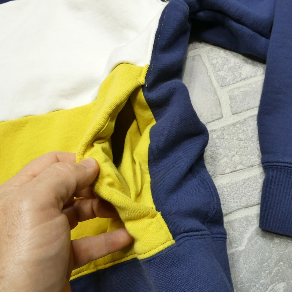 Sudadera con Capucha Nike para Mujer L Azul Amarillo Algodón Terry Tejido Sudadera con Capucha Bloques de Color Foto 4 de 4