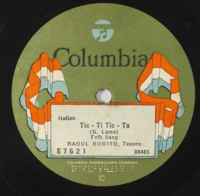 RAOUL ROMITO Italian Folk Songs COLUMBIA E7621 10'' 78rpm Canzone Napoletana