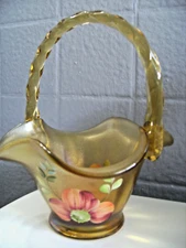 FENTON - S. WATERS  (HP) AUTUMN GOLD STRETCH BASKET - STUNNING!!