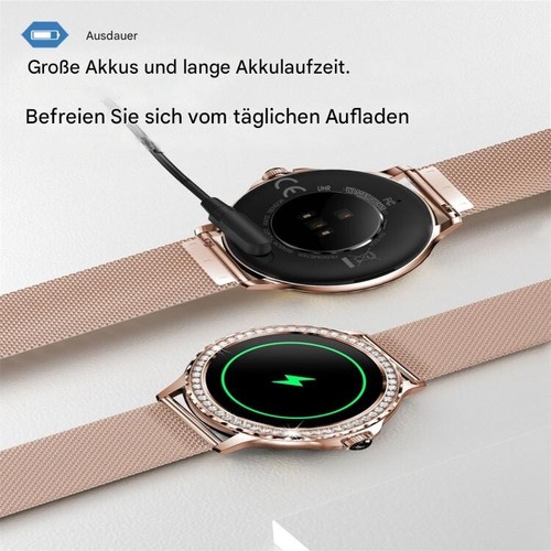 Smartwatch Damen Frauen mit Telefonfunktion Armbanduhr für iPhone Samsung Huawei - Bild 7 von 8