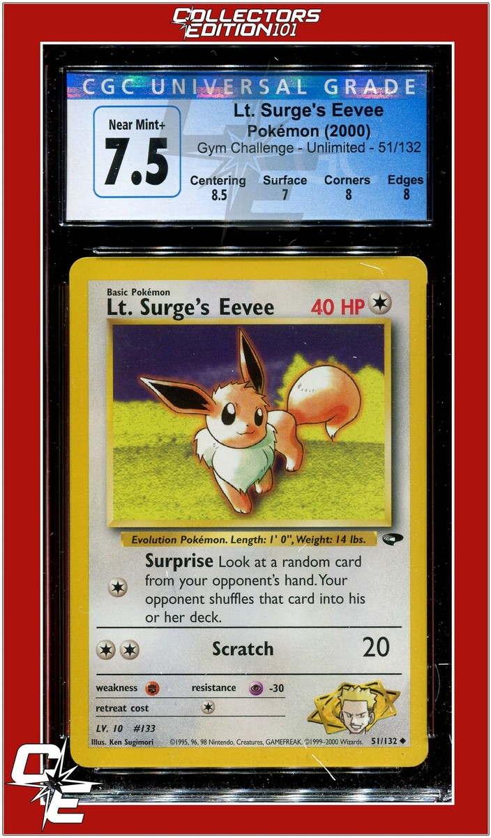 LT SURGES EEVEE 51/132 マチスのイーブイ 英語版ポケモン Gym Challenge 51 Lt. Surge's Eevee CGC 7.5 - Subgrades | eBay