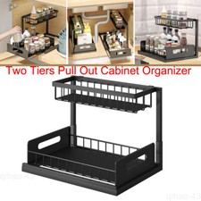Metal Pull Out Cabinet Organizer Storage Shelf Rack Holder for Kitchen Bathroom