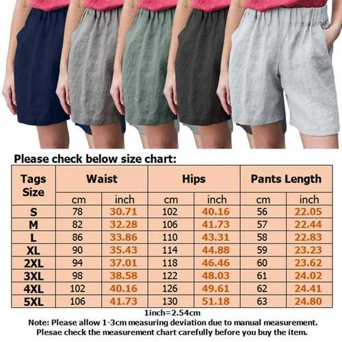 Pantalones Cortos Mujeres Algodón Lino Damas Moda Bolsillos Informales Deporte Gimnasio Playa - Imagen 3 de 18
