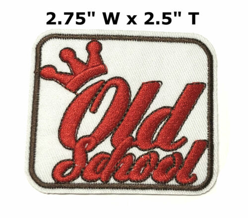 OLD SCHOOL PATCH Embroidered Iron-On Decorative DIY Applique Biker Funny Sayings - Afbeelding 1 van 13