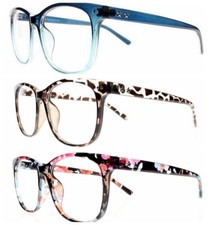 Women's Business Square Aqua Resin Lens Reading Glass 1.0 4.0 4.5 5.0 6.0
