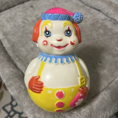 Vintage Toy First Years PLASTIC ROLY POLY TOY CLOWN KIDDIE PRODUCTS CHIME