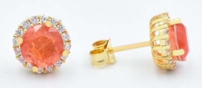 ECHTE 3,58 kt PADPARADSCHA & WEISSER SAPHIR OHRSTECKER .925 SILBER - NEU MIT ETIKETT