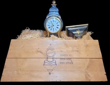 Vintage La Castel Black & Gold French Style Clock With Bracket & Original Crate