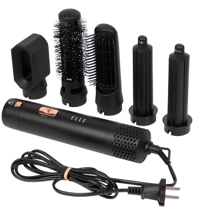 ELLE 5-in-1 Airstyler Lockenaufsatz Föhn Stylingbürste Volumenbürste 6-tlg. NEU