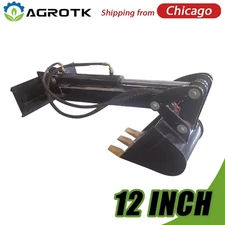 AGT 12in Single Arm Digger Bucket Backhoe Attachment for Mini Skid Steer Loaders